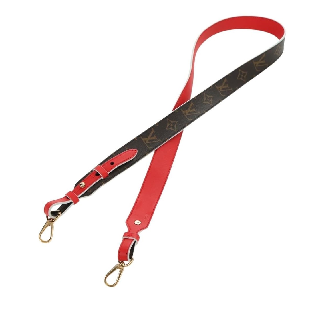 Louis Vuitton J02287 Monogram Canvas Shoulder Strap Rouge 41.7in: Louis Vuitton J02287 Monogram Canvas Shoulder Strap Rouge 41.7in Authentic Louis Vuitton shoulder strap in Monogram canvas with Rouge accents. This replacement strap is designed for women's bags and i