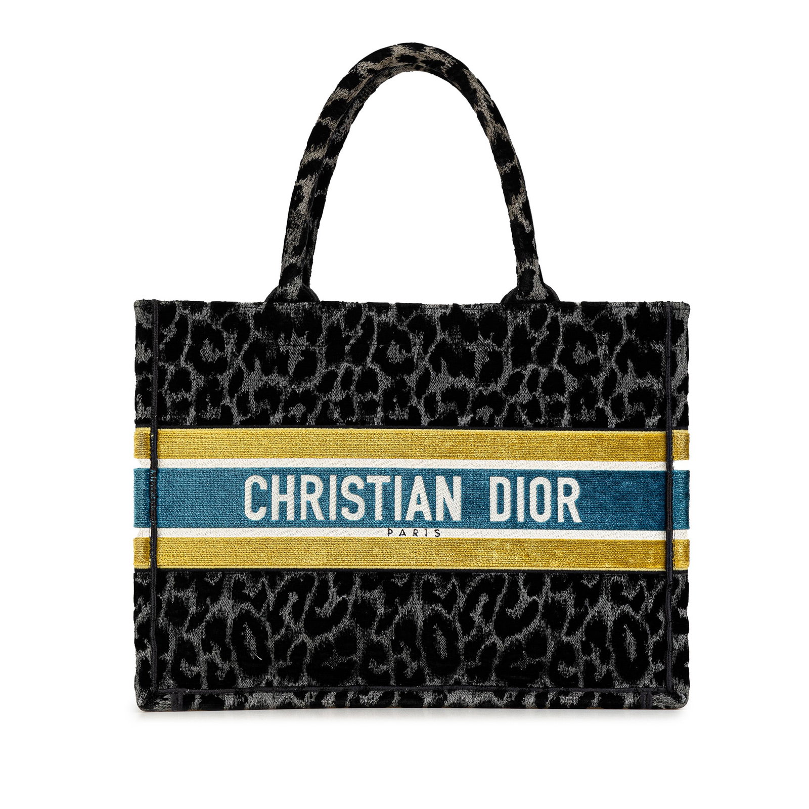 Dior Mizza Leopard Embroidered Canvas Medium Tote Bag: Dior Mizza Leopard Embroidered Canvas Medium Tote Bag Introducing the Dior Mizza Medium Embroidered Canvas Leopard Book Tote, a stylish and functional fashion accessory. This elegant tote features a