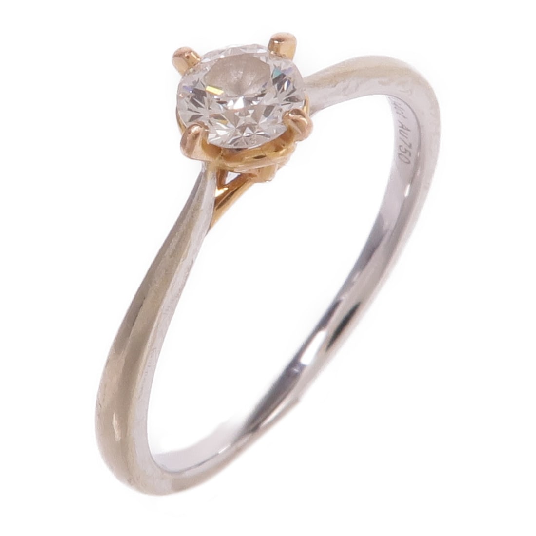 JEWELRY Diamond Ring K18WG K18PG White and Rose Gold Size 6.5: JEWELRY Diamond Ring K18WG K18PG White and Rose Gold Size 6.5 A women's ring featuring a diamond set in 18K white gold and pink gold. The ring is size 6.5 and has a clear color presentation. It