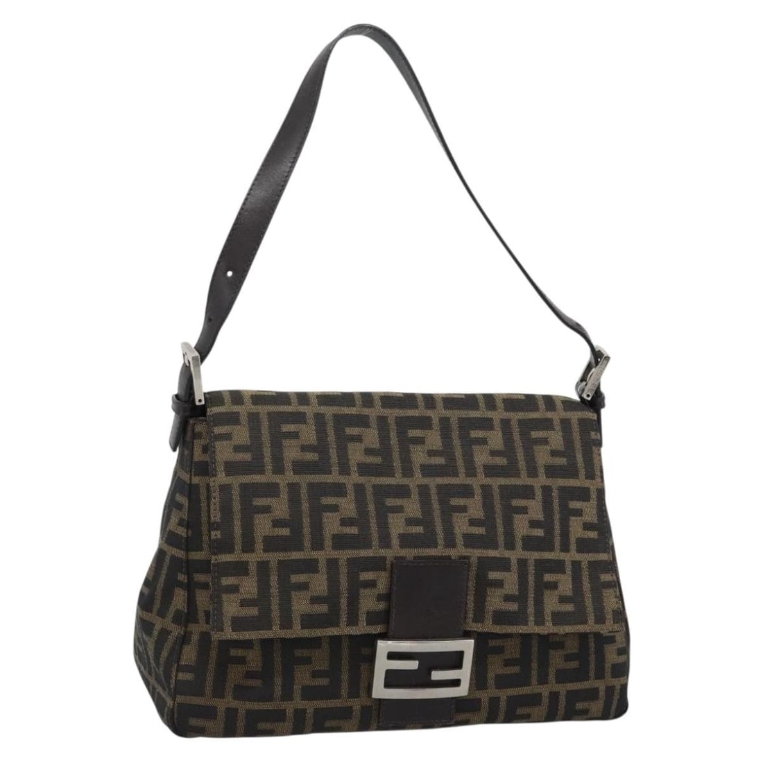 Fendi Mamma Baguette Zucca Canvas Shoulder Bag Brown Black: Fendi Mamma Baguette Zucca Canvas Shoulder Bag Brown Black Authentic FENDI Mamma Baguette shoulder bag in brown and black Zucca canvas. This women's shoulder bag includes a dust bag and shows