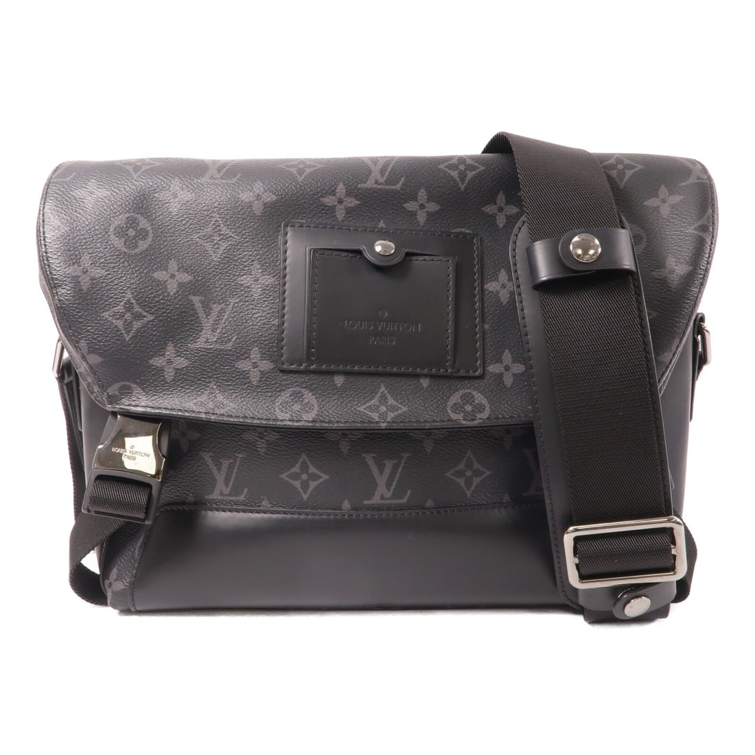 Louis Vuitton Voyager PM M40511 shoulder bag Monogram Eclipse black: Louis Vuitton Voyager PM M40511 shoulder bag Monogram Eclipse black Louis Vuitton Voyager PM shoulder bag in Monogram Eclipse PVC coated canvas with a black colorway. This men's shoulder bag features 