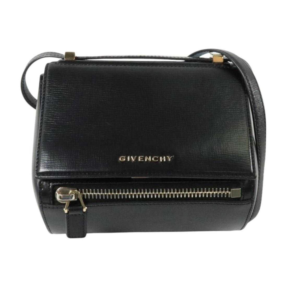 Givenchy Pandora Box Black Calfskin Crossbody Shoulder Bag: Givenchy Pandora Box Black Calfskin Crossbody Shoulder Bag Givenchy Pandora Box shoulder bag in black calfskin leather with a structured crossbody silhouette. This women's bag features a flap design w