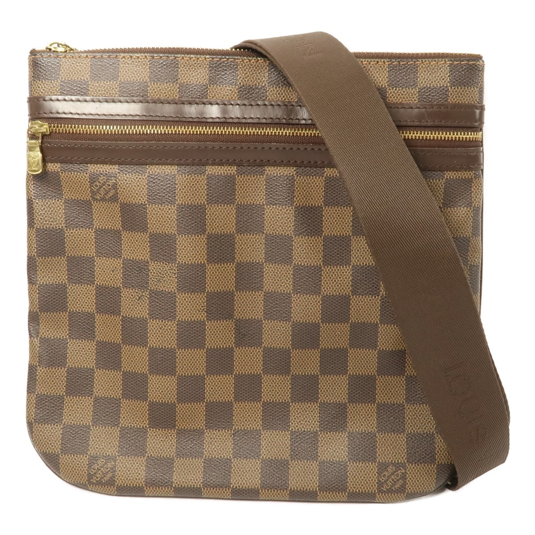 Louis Vuitton Pochette Bosphore Shoulder Bag N5111 Damier Brown: Louis Vuitton Pochette Bosphore Shoulder Bag N5111 Damier Brown Louis Vuitton Pochette Bosphore shoulder bag in brown Damier PVC coated canvas. This women's bag is model N5111 and is made in France. I