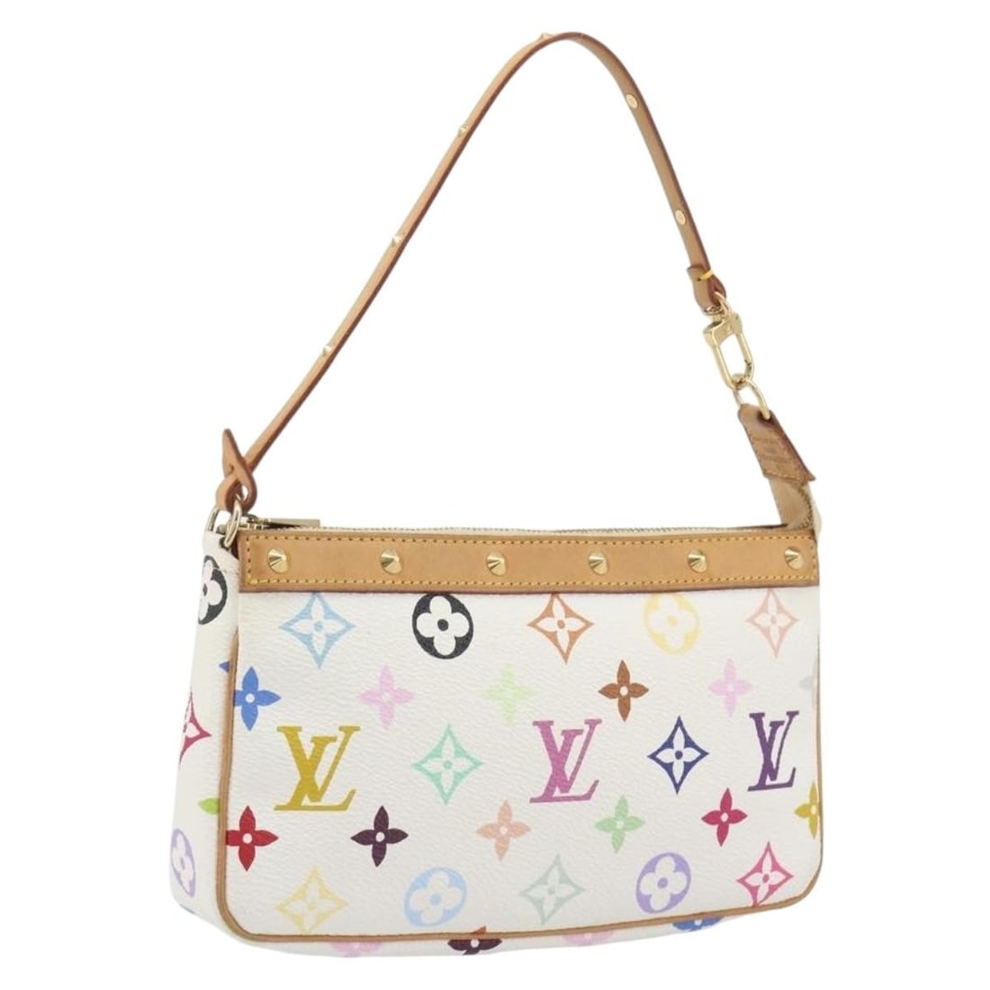 Louis Vuitton M92649 White Monogram Multicolor Accessory Pouch: Louis Vuitton M92649 White Monogram Multicolor Accessory Pouch Louis Vuitton Monogram Multicolor Pochette Accessoires in white monogram multicolor canvas. This women's accessory pouch is made in Franc