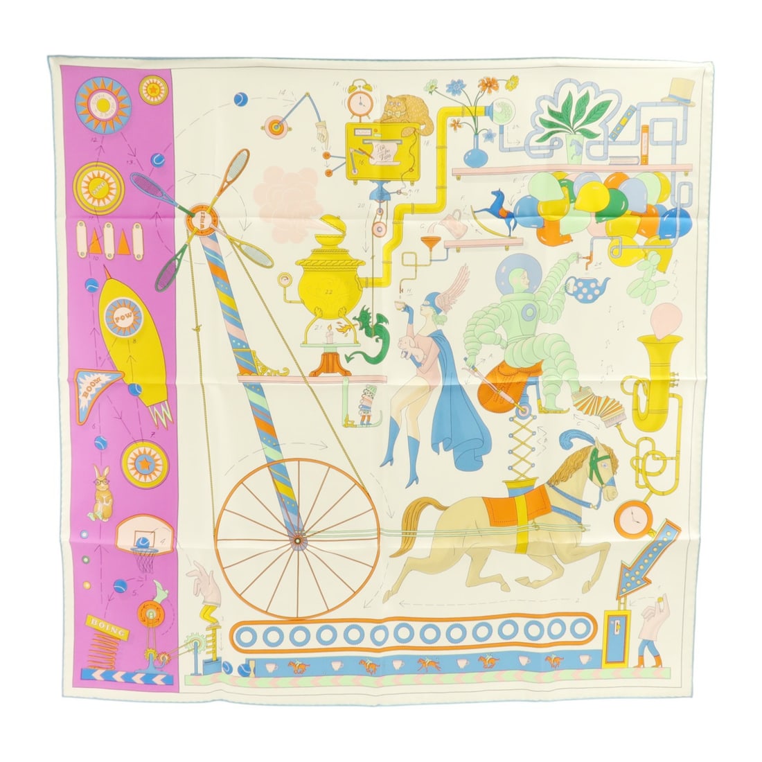Hermes Silk Scarf 90cm x 90cm White Pink Multicolor (1 of 9)