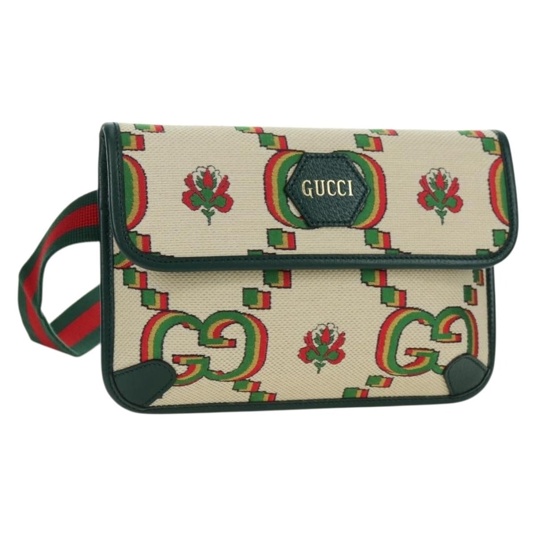 GUCCI 493930 beige canvas waist bag Sherry Line: GUCCI 493930 beige canvas waist bag Sherry Line Gucci 100th Anniversary Web Sherry Line waist bag in beige canvas. Made in Italy, this women's bag includes a dust bag. It is ranked A and remains in ex