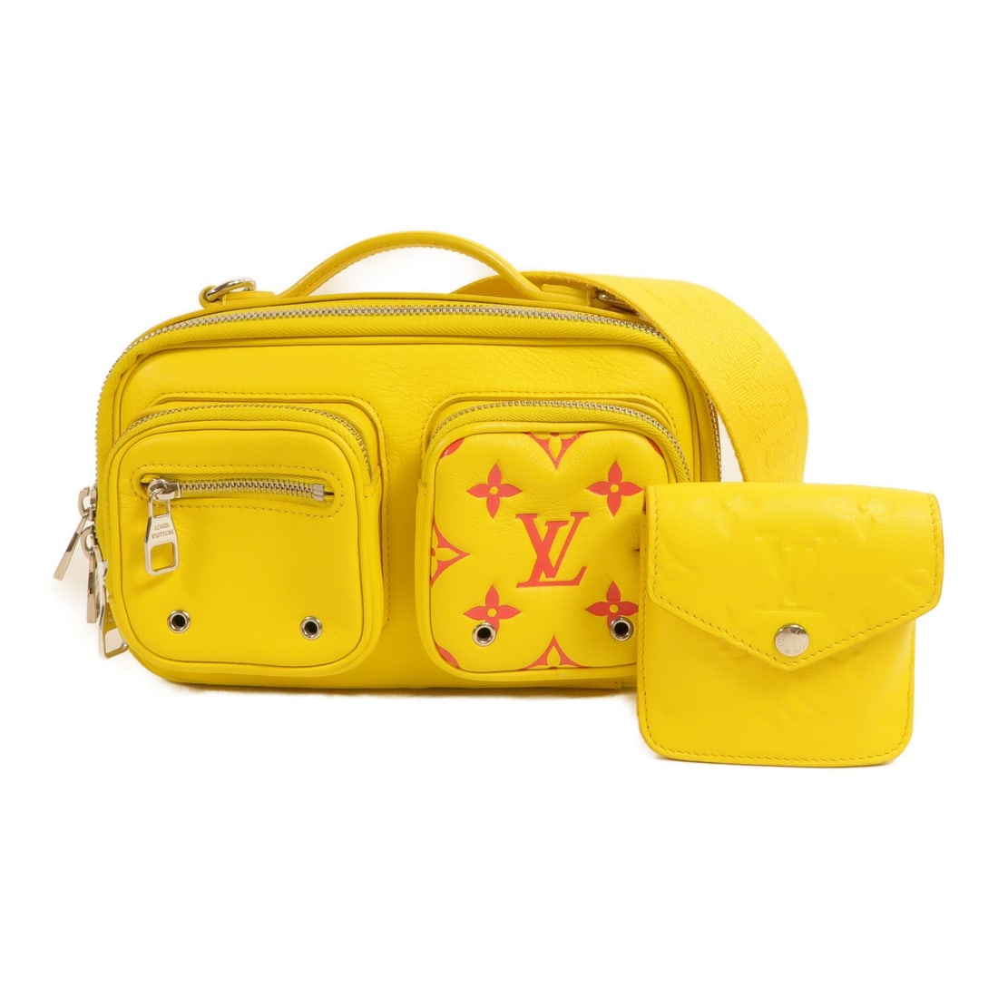 Louis Vuitton Utility M58652 2way Shoulder Bag Yellow Calfskin: Louis Vuitton Utility M58652 2way Shoulder Bag Yellow Calfskin Louis Vuitton Utility 2-way shoulder bag in yellow calfskin leather with a detachable shoulder strap and pouch. This women's bag features