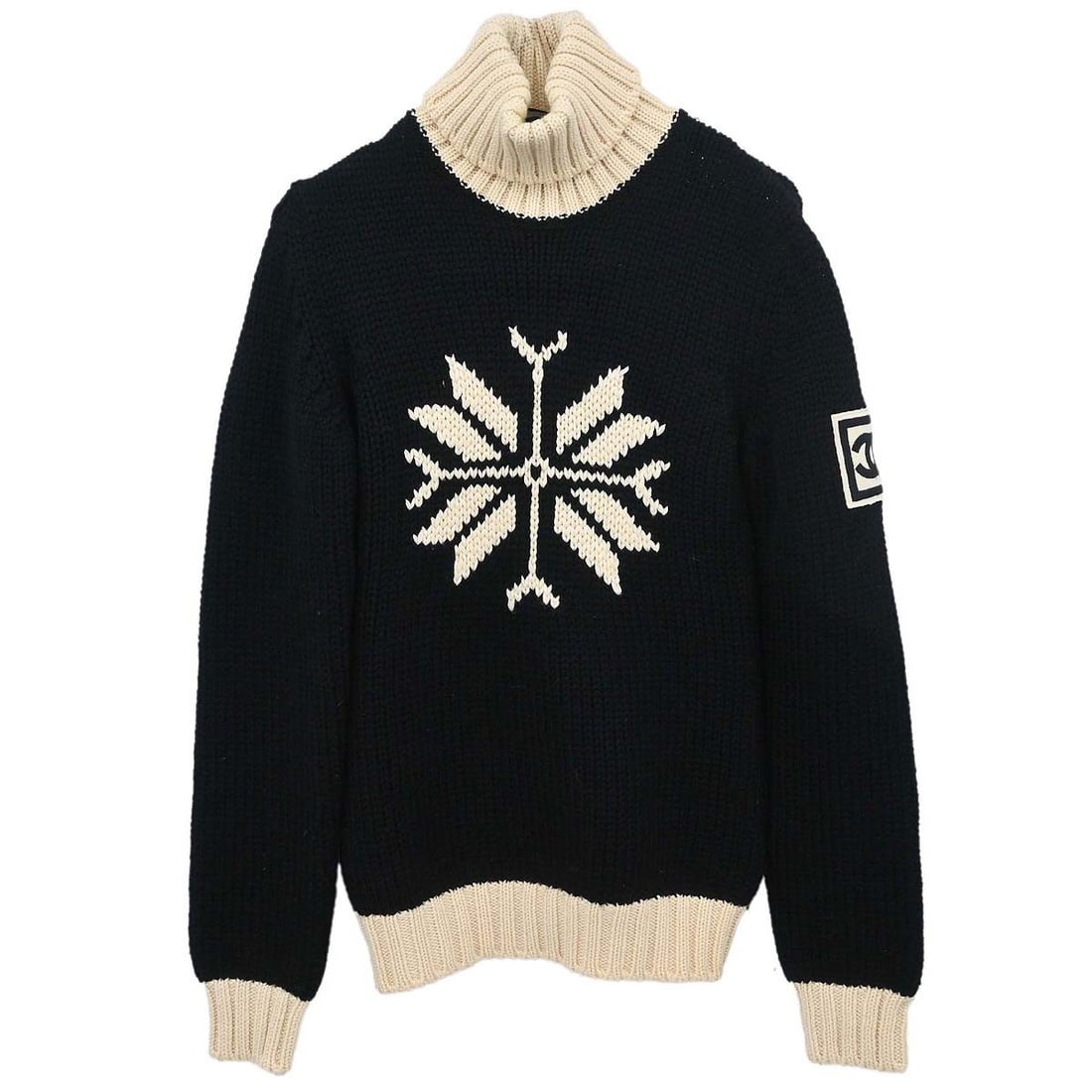 CHANEL Sport Line Wool Turtleneck Pullover Sweater Black IT 38 (1 of 15)