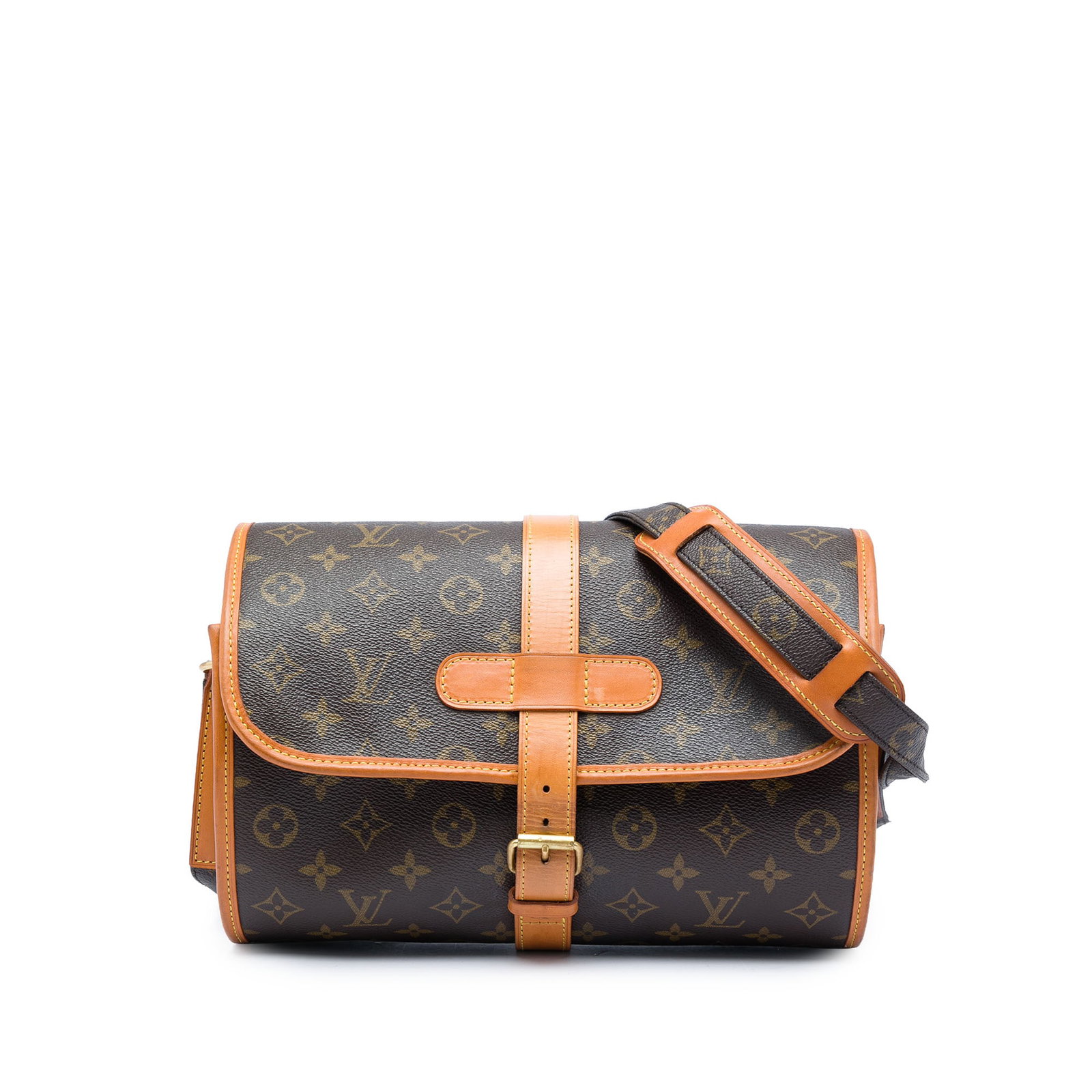 Louis Vuitton Marne Monogram Canvas Crossbody Bag: Louis Vuitton Marne Monogram Canvas Crossbody Bag Louis Vuitton Monogram Marne crossbody bag with a monogram canvas body, vachetta leather trim, a flat strap, a front flap with buckle closure, and an 