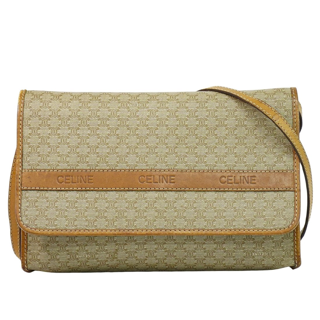Celine Vintage Macadam Shoulder Bag Beige Canvas Italy: Celine Vintage Macadam Shoulder Bag Beige Canvas Italy This Celine Vintage Macadam shoulder bag is crafted from beige canvas and features the classic Macadam pattern. Designed for women, it showcases 