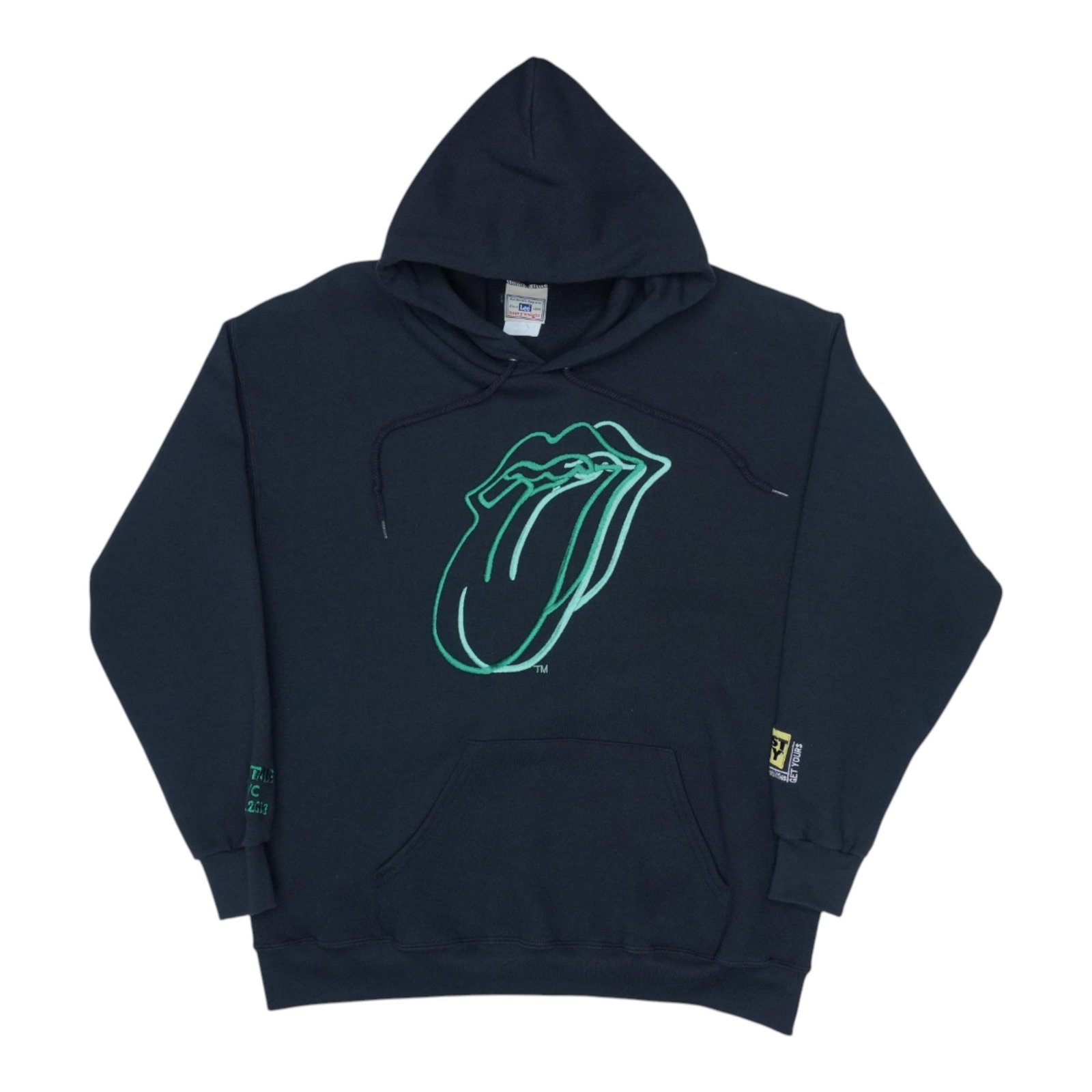 Black Rolling Stones Four Flicks 2003 Tour Hoodie Large: Black Rolling Stones Four Flicks 2003 Tour Hoodie Large Authentic vintage 2003 Rolling Stones Four Flicks Tour hoodie with front and back graphics. This black hoodie is described as a true vintage pie