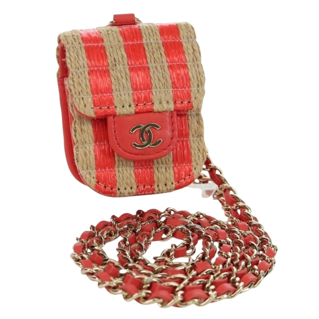 CHANEL AirPods Neck Pouch Red Gold Wood Case (1 of 18)