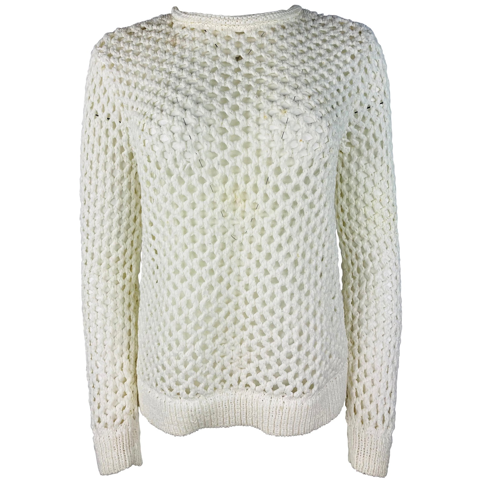 Alexander Wang white knit crewneck sweater top size S (1 of 7)