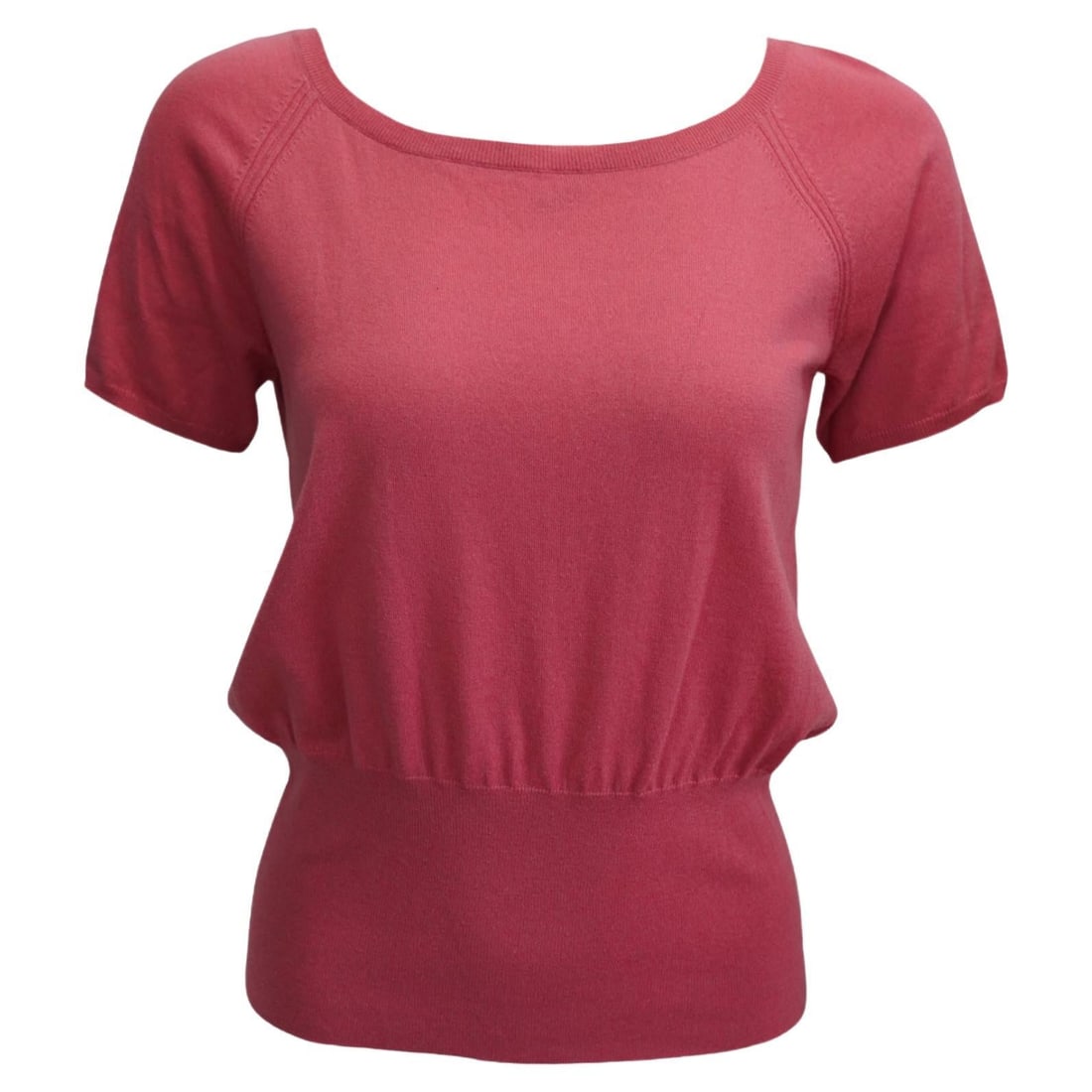 Loro Piana pink cashmere blouse short sleeve smock waist EU 46 (1 of 9)
