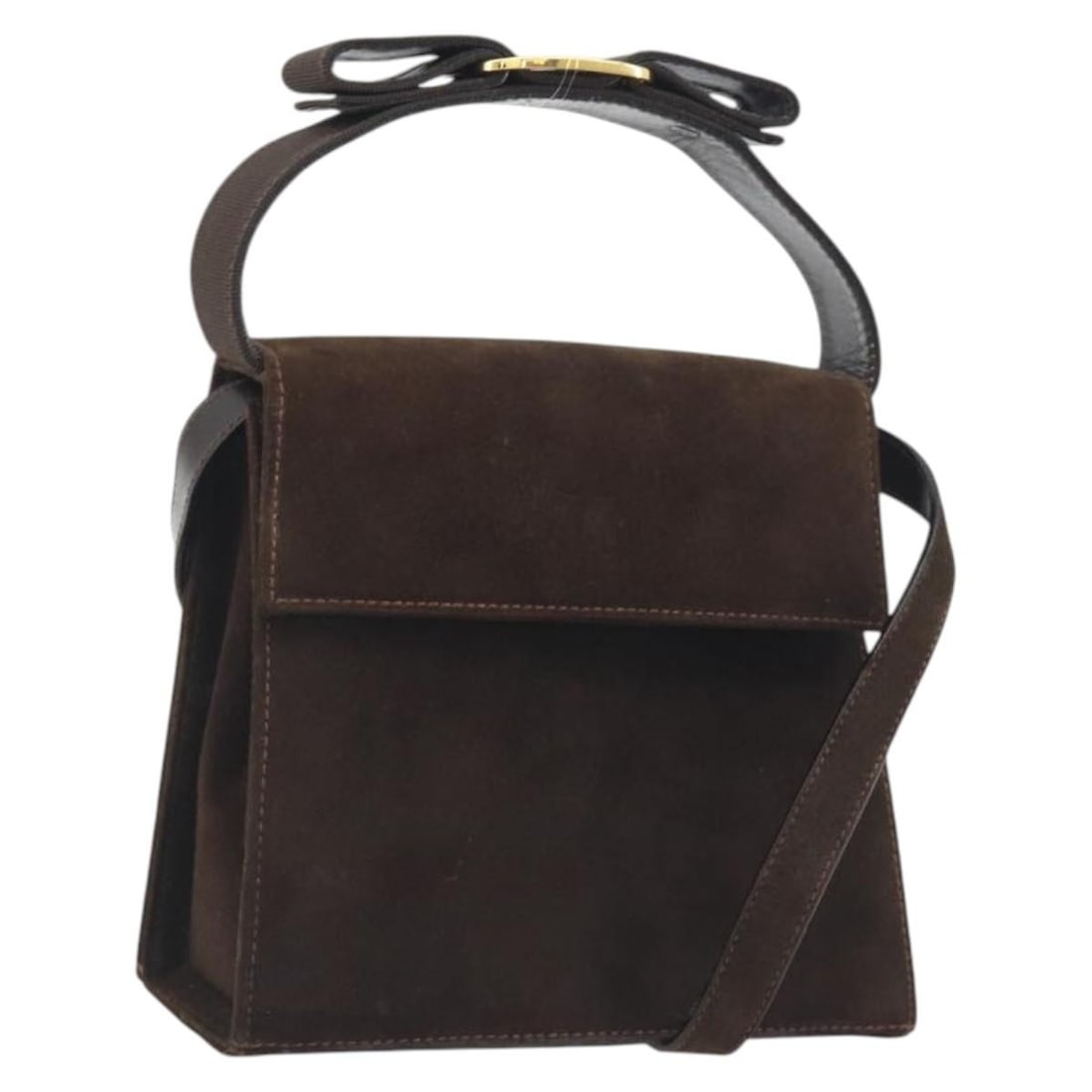 Salvatore Ferragamo Vala Suede 2way Shoulder Bag Brown Gold Tone: Salvatore Ferragamo Vala Suede 2way Shoulder Bag Brown Gold Tone Salvatore Ferragamo Vala 2way shoulder bag in brown suede with gold tone hardware. This bag includes a dust bag and shoulder strap, and