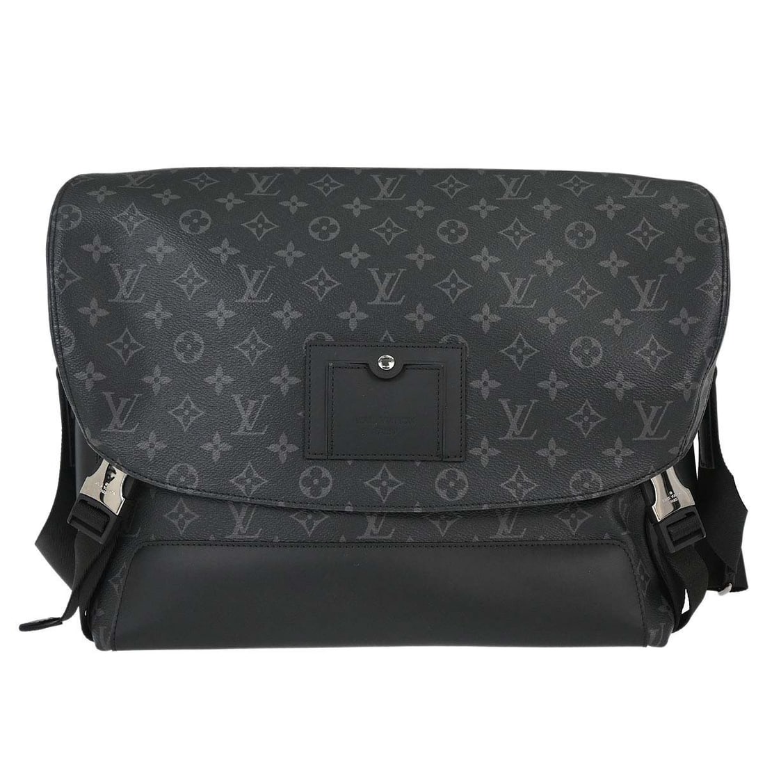 Louis Vuitton Voyager MM Monogram Eclipse Messenger Bag M40510: Louis Vuitton Voyager MM Monogram Eclipse Messenger Bag M40510 Louis Vuitton Voyager MM messenger shoulder bag in black Monogram Eclipse canvas with leather trim. This large shoulder bag features a bu