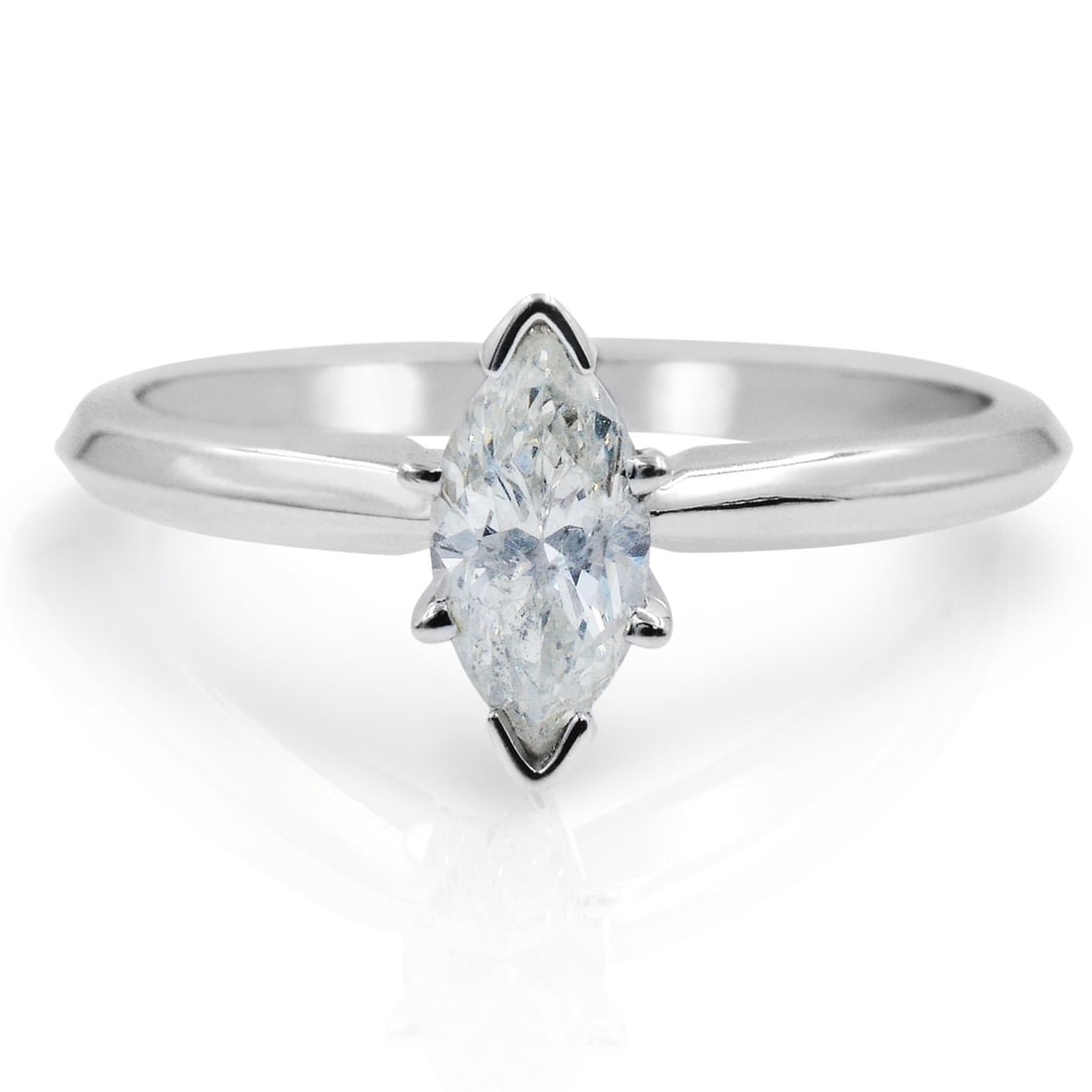 Rachel Koen 14K White Gold Marquise Diamond Engagement Ring 0.47Cttw Size 5.75: Rachel Koen 14K White Gold Marquise Diamond Engagement Ring 0.47Cttw Size 5.75 This stunning solitaire engagement ring by Rachel Koen features a beautiful prong set marquise cut diamond, weighing 0.47
