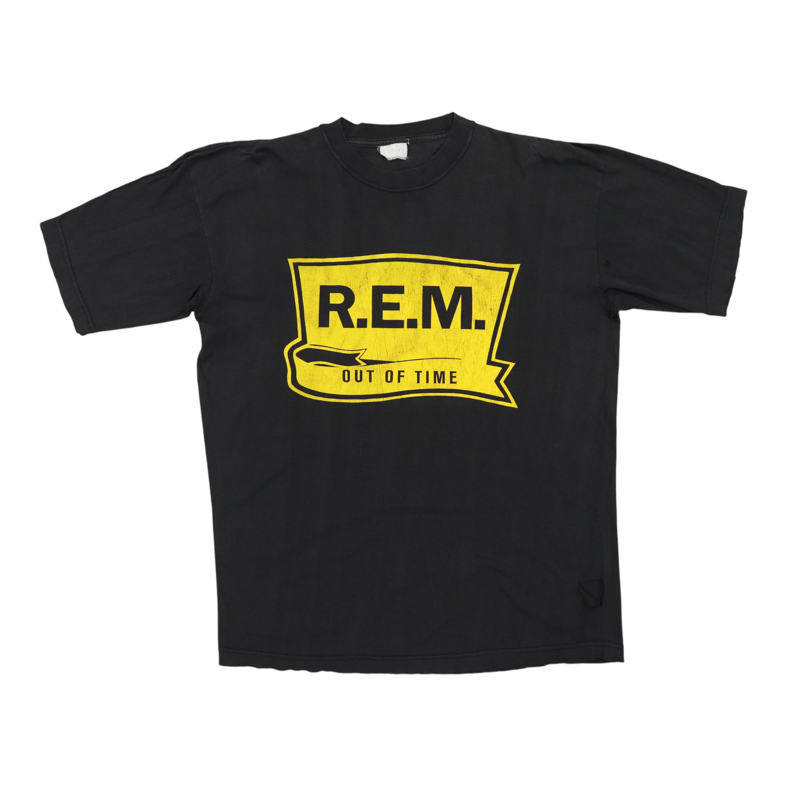 Vintage 1991 R.E.M. Out Of Time Black Cotton Band Shirt: Vintage 1991 R.E.M. Out Of Time Black Cotton Band Shirt Authentic original vintage 1991 R.E.M. Out of Time shirt in black cotton. This is a true vintage piece, not a modern reproduction. It has no bac