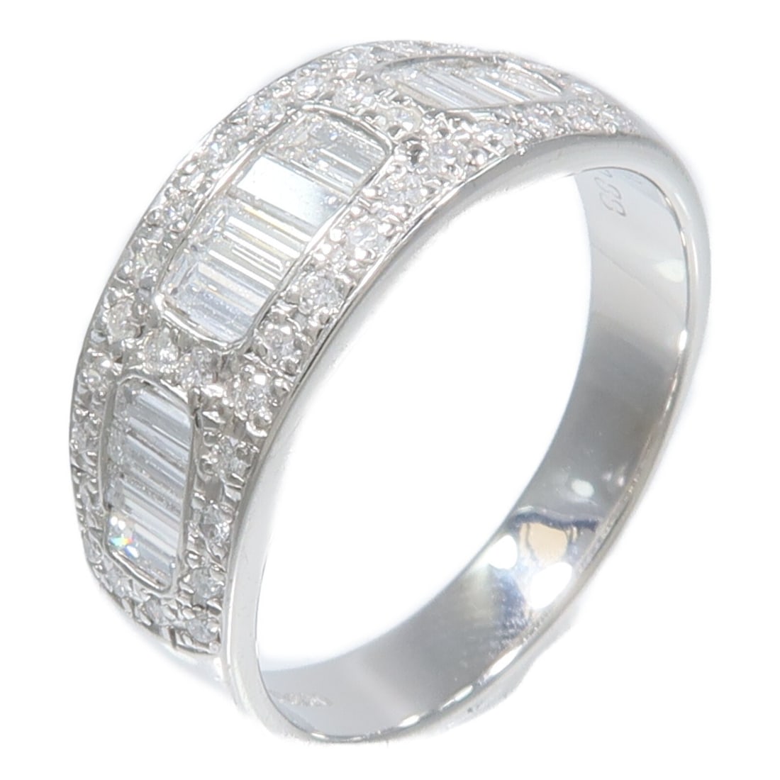 Pt900 Platinum Diamond Ring US Size 8.5 0.88ct (1 of 9)