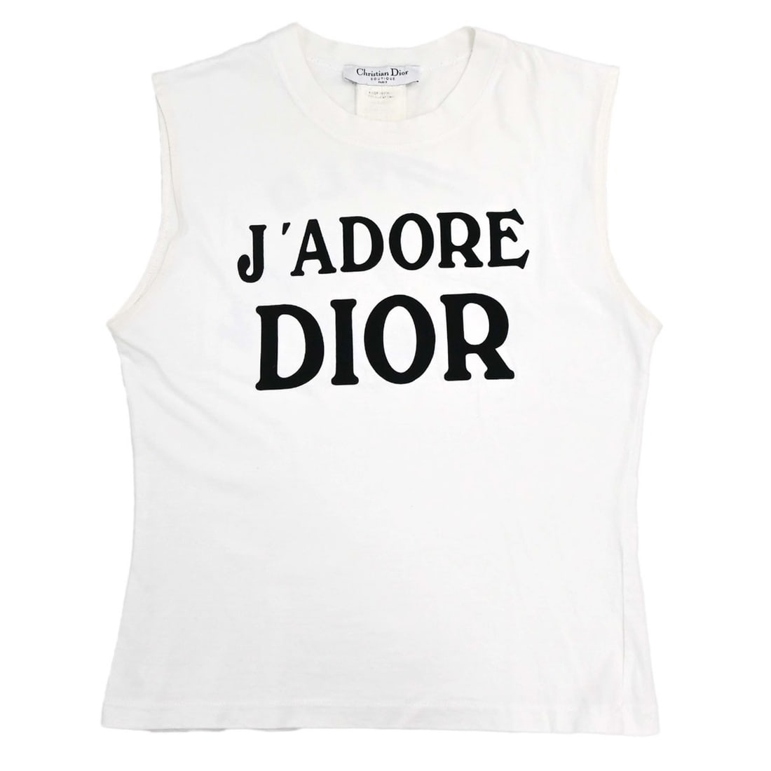 Dior White Cotton Sleeveless Tank Top Womens FR 36: Dior White Cotton Sleeveless Tank Top Womens FR 36 Christian Dior sleeveless tank top in white, made from 100% cotton. It features a round neck, regular fit, and logo accent, and is described as a cas