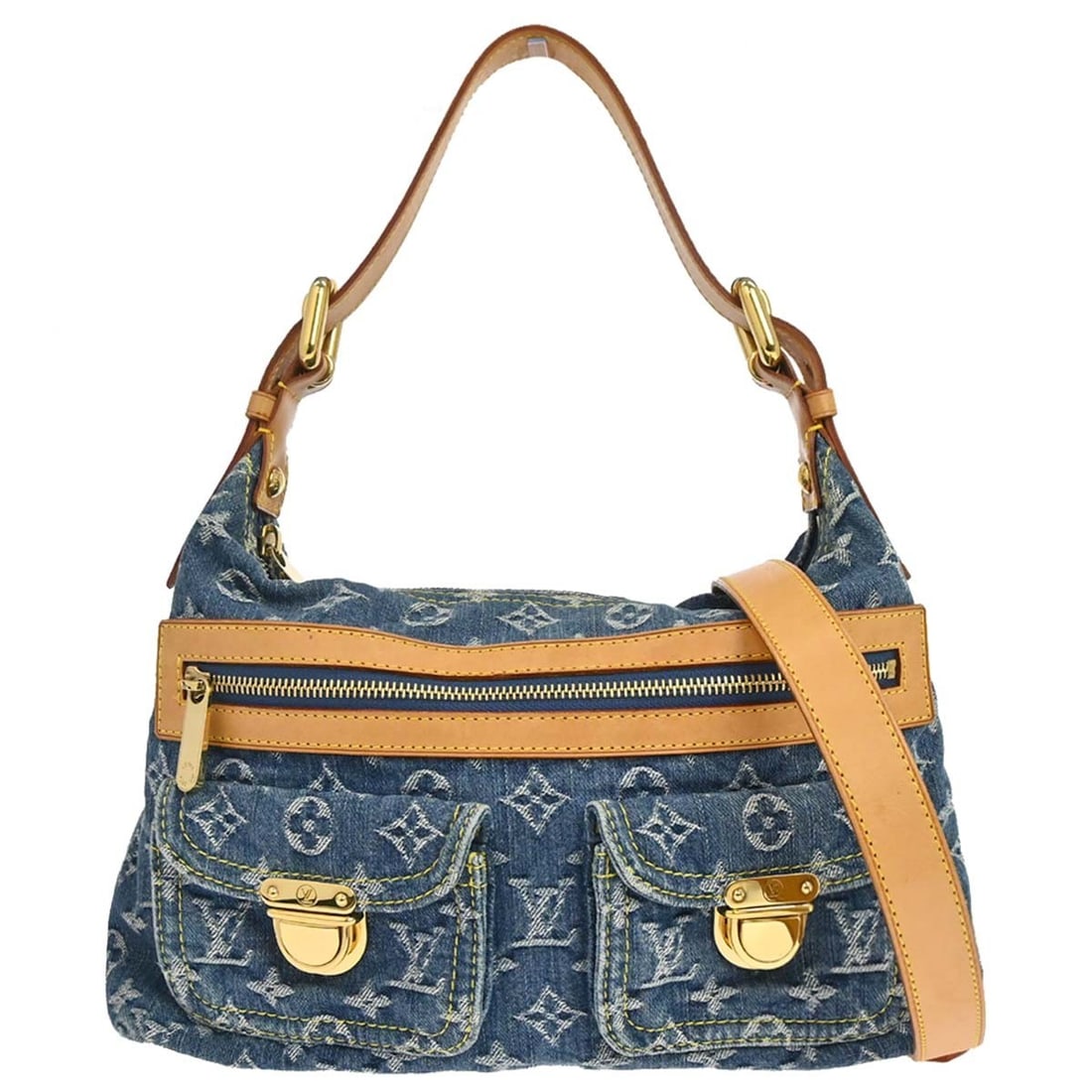 Louis Vuitton Baggy PM Blue Monogram Denim Shoulder Purse M95049 (1 of 15)