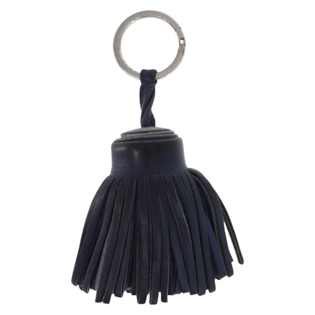 Hermes Carmen Leather Keychain in Navy: Hermes Carmen Leather Keychain in Navy Hermes Carmen Keychain in navy leather. This unisex accessory is made in France and remains in good vintage condition with honest wear. The exterior shows light 