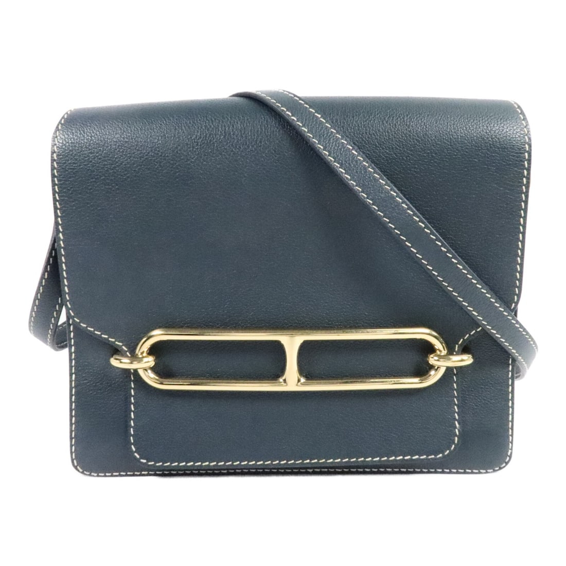 Hermes Roulis 23 Evercolor Calfskin Shoulder Bag Vert Cypres GHW: Hermes Roulis 23 Evercolor Calfskin Shoulder Bag Vert Cypres GHW Hermes Roulis 23 shoulder bag in Evercolor leather and calfskin (cowhide) in Vert Cypres green. It features a flap closure, an interior