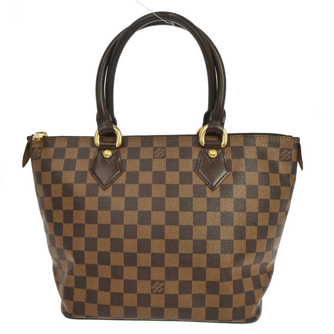 Louis Vuitton Saleya PM Damier Ebene Tote Bag N51183: Louis Vuitton Saleya PM Damier Ebene Tote Bag N51183 Vintage Louis Vuitton Saleya PM tote handbag in Damier Ebene canvas with leather trim and double handles. This zip-top handbag features an exterior