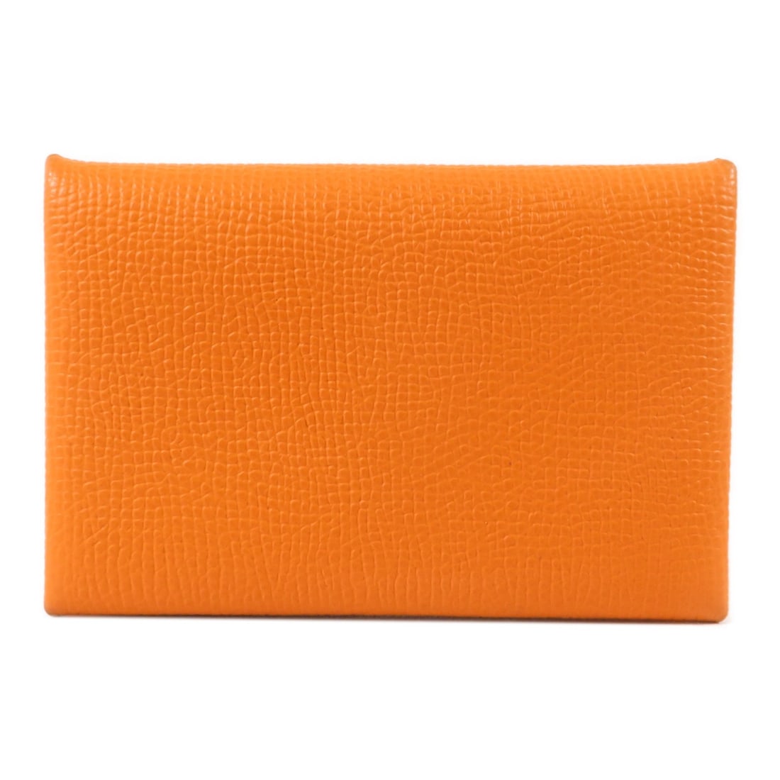 Hermes Calvi Epsom Card Case Orange Lime PHW: Hermes Calvi Epsom Card Case Orange Lime PHW Hermes Calvi card holder in Epsom leather with a compact snap-closure design. This unisex card case is finished in orange with orange/lime accents and incl