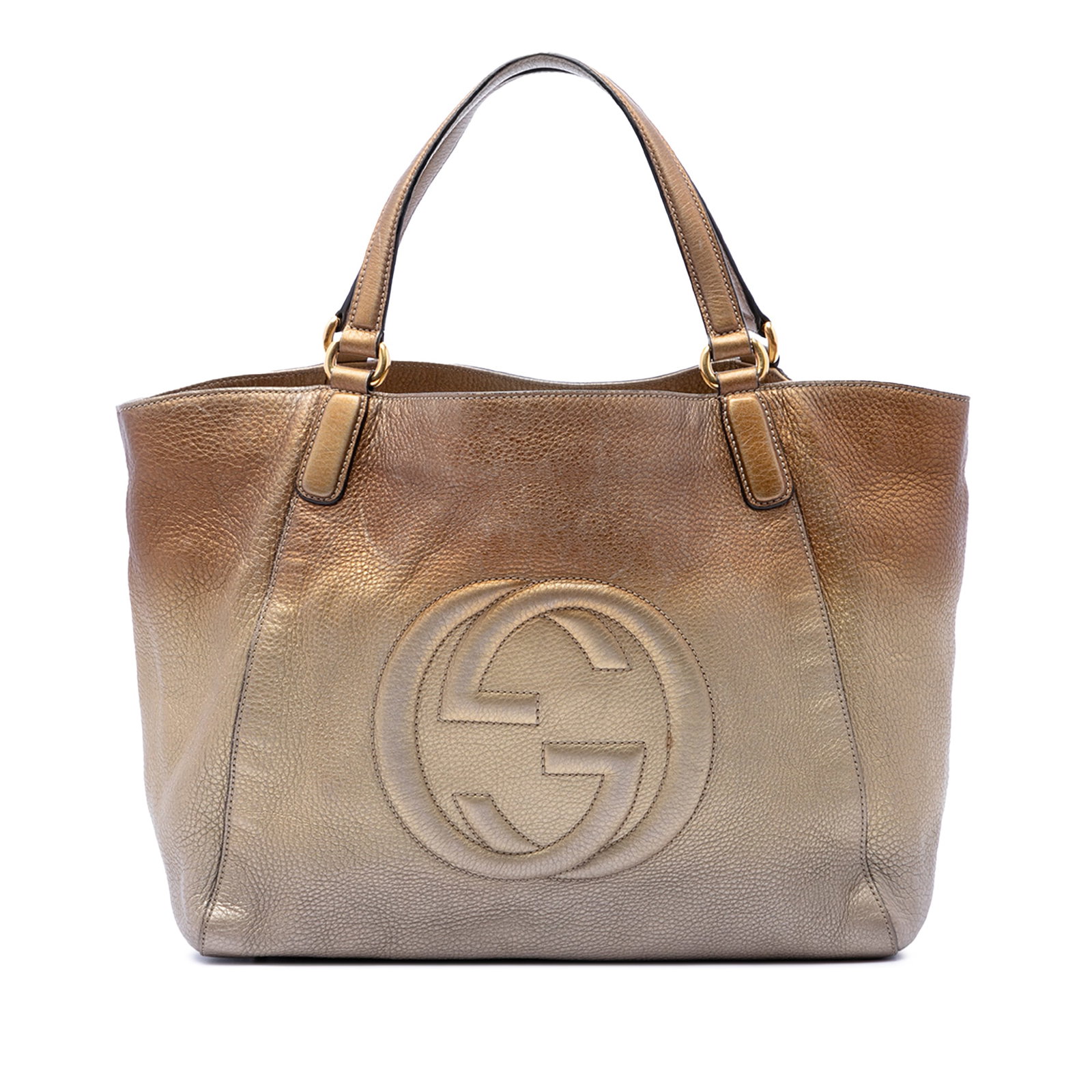 Gucci Soho Cellarius Medium Ombre Pebbled Calfskin Leather Tote: Gucci Soho Cellarius Medium Ombre Pebbled Calfskin Leather Tote Gucci Medium Soho Cellarius tote crafted in ombre pebbled calfskin leather. This open-top tote features flat leather handles, a lobster 