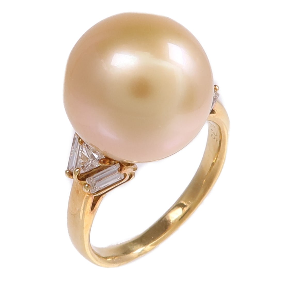 18K Yellow Gold Pearl Diamond Ring US 7 (1 of 10)