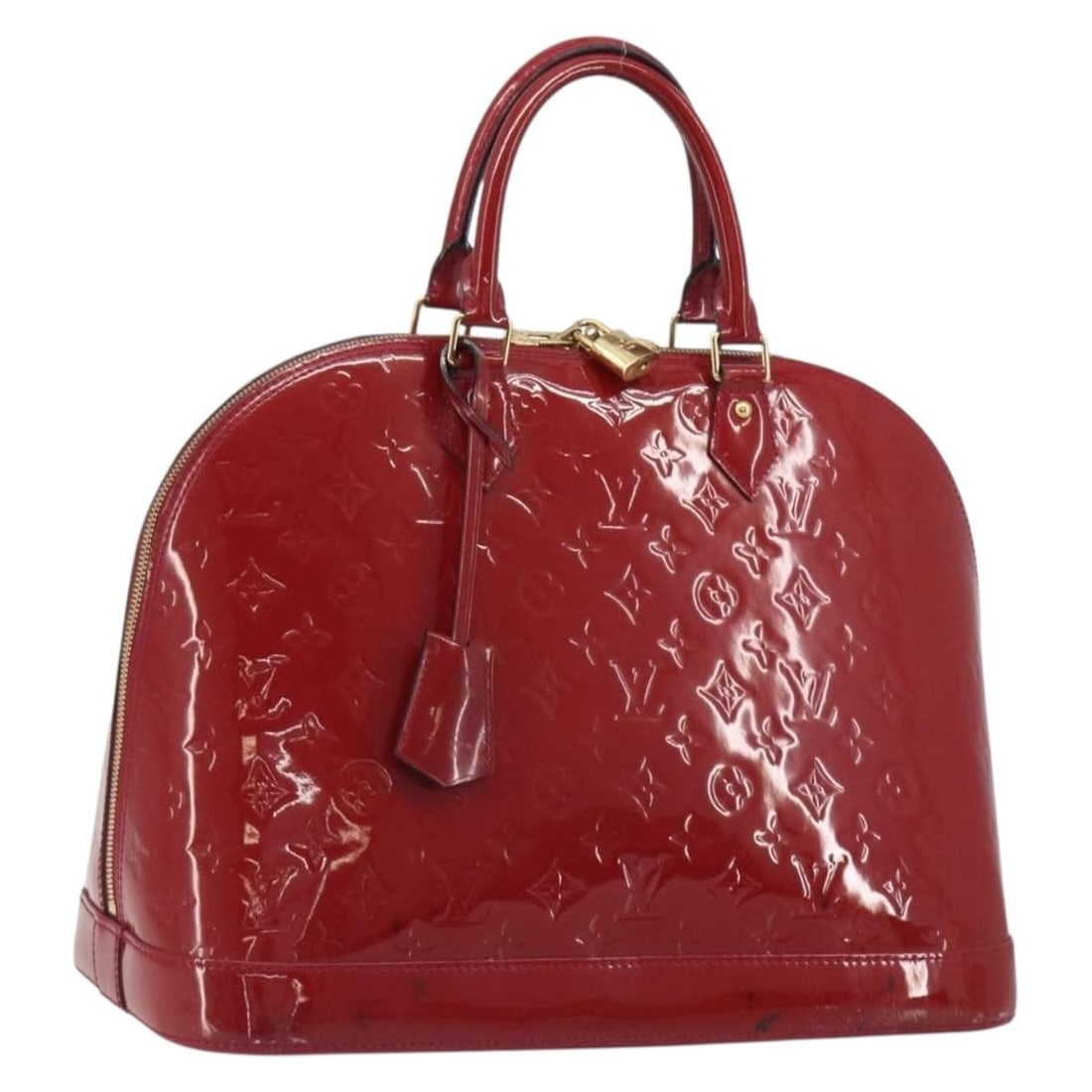 Louis Vuitton Alma red patent leather handbag: Louis Vuitton Alma red patent leather handbag Louis Vuitton Alma Monogram Vernis handbag in red patent leather. It is a female model made in France and measures 32 cm x 26 cm x 16 cm. Condition is goo