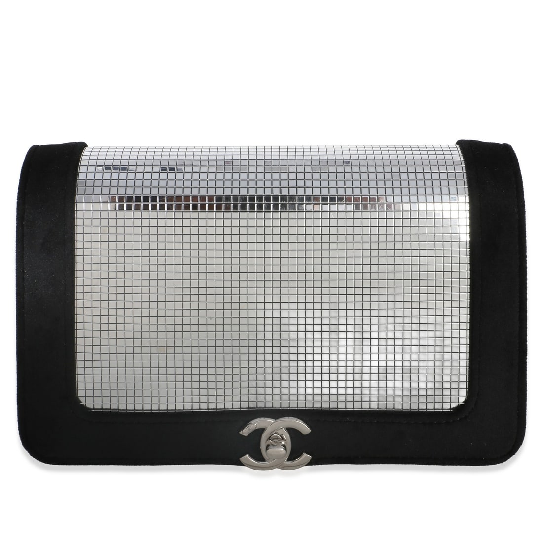 Chanel Sequin Wallet on Chain Black Velvet Shoulder Bag: Chanel Sequin Wallet on Chain Black Velvet Shoulder Bag Pre-owned Chanel Wallet on Chain shoulder bag in black velvet with mirror sequin detailing. This unisex design features a turnlock closure, silv