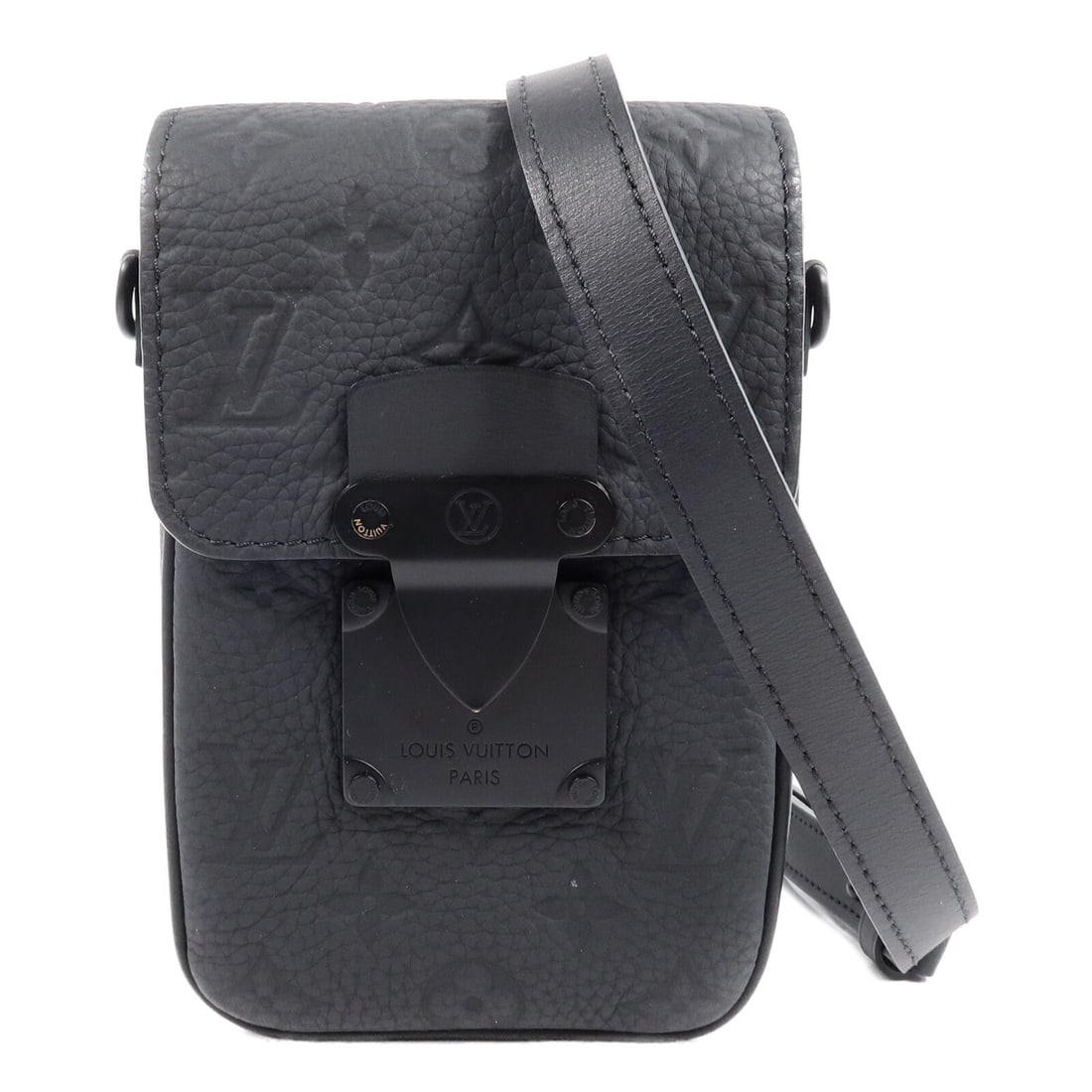 Louis Vuitton M81524 LV S Lock wearable shoulder bag black: Louis Vuitton M81524 LV S Lock wearable shoulder bag black A Louis Vuitton LV S-Lock Vertical Wearable Bag in BlackxBlack, model M81524. It is made from Monogram / Taurillon Clemence leather and calfs