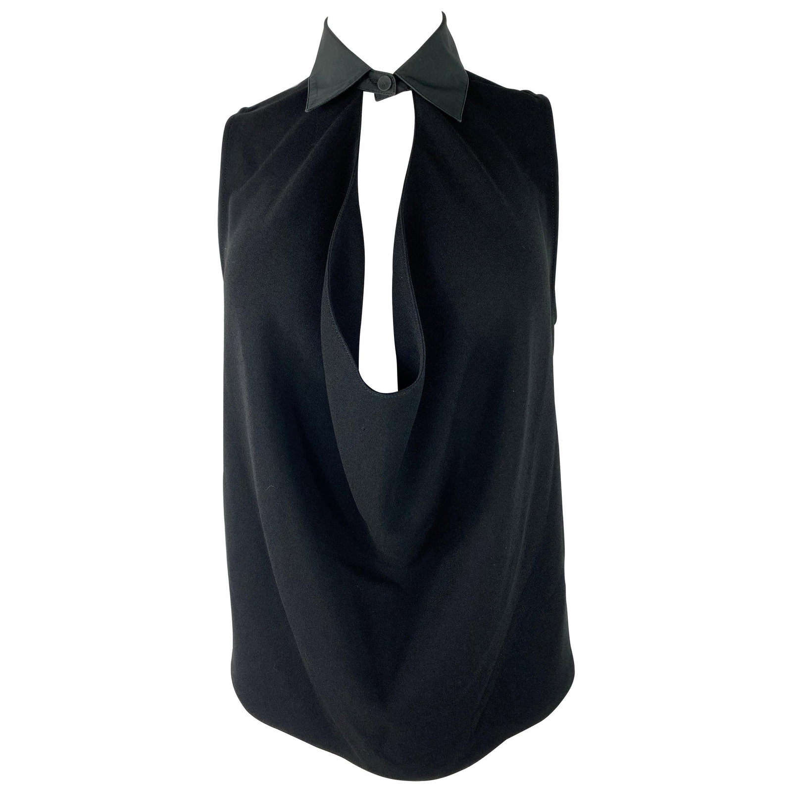 Balenciaga sleeveless black blouse with collar button front size 38 (1 of 7)