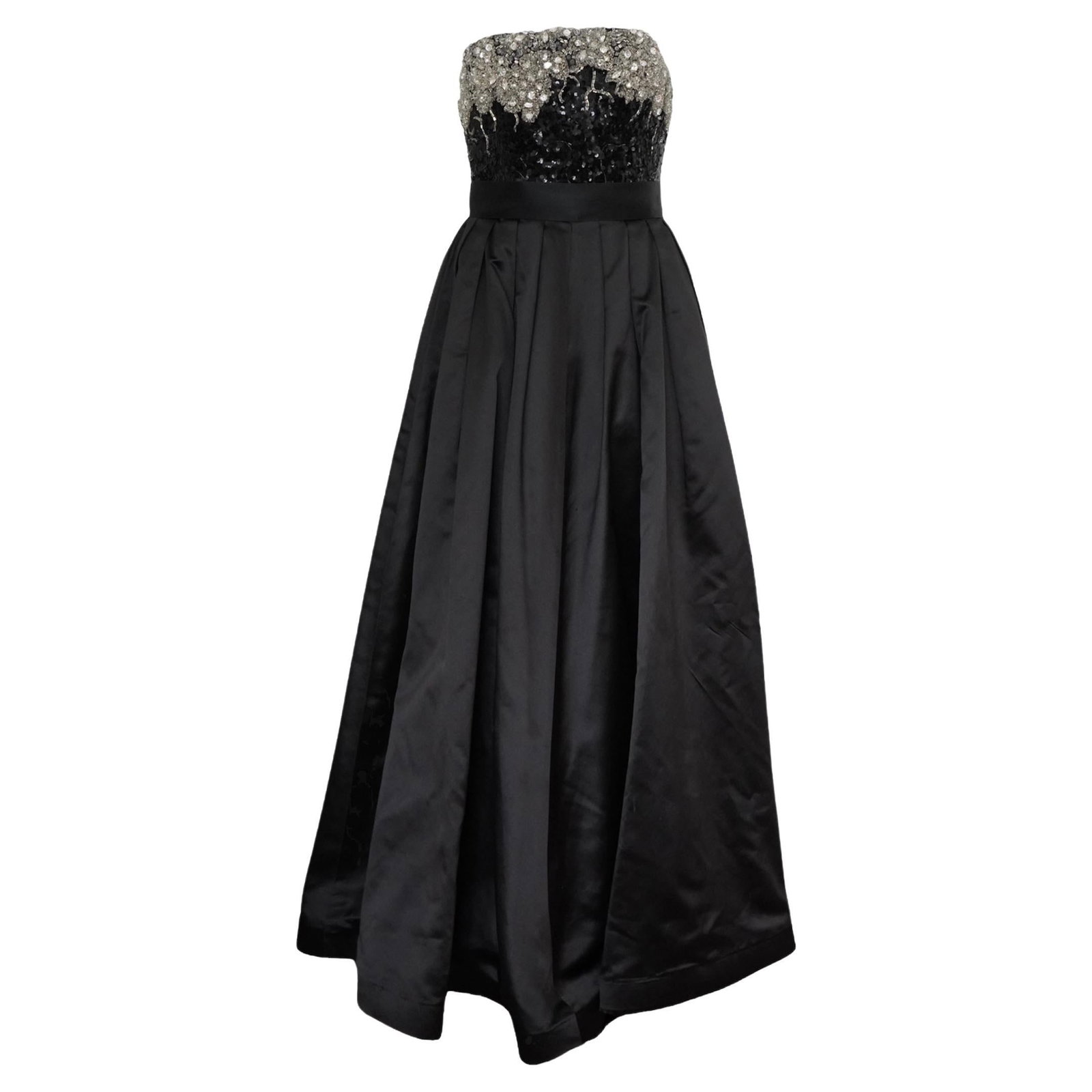 Oscar de la Renta Size 8 black silk strapless evening gown (1 of 7)