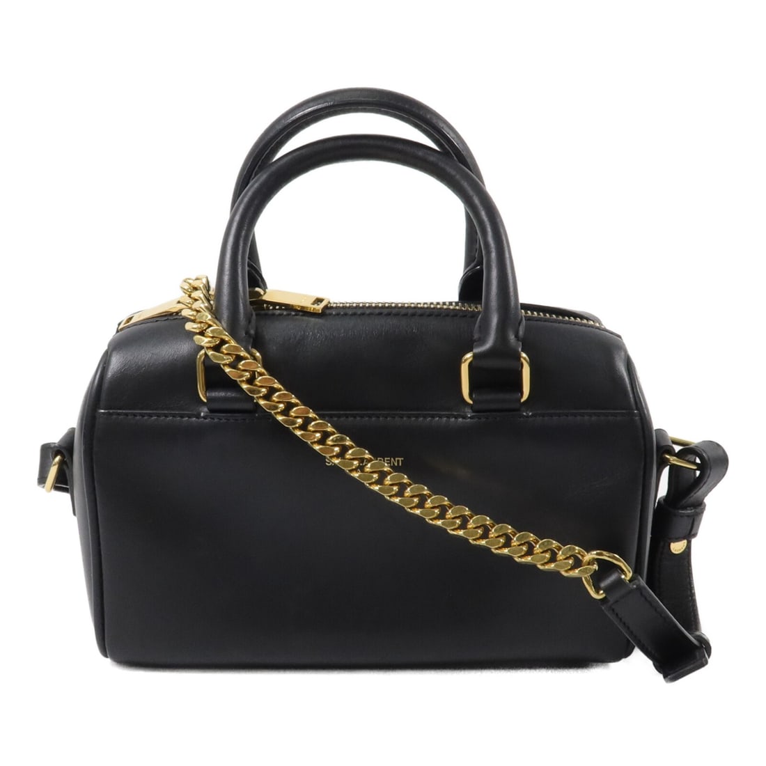 YVES SAINT LAURENT Classic Duffle Mini 18 Black Calfskin 2way Shoulder Bag: YVES SAINT LAURENT Classic Duffle Mini 18 Black Calfskin 2way Shoulder Bag Classic Duffle Mini 18 2-way shoulder bag in black calfskin leather. This women's bag features a structured compact silhouett