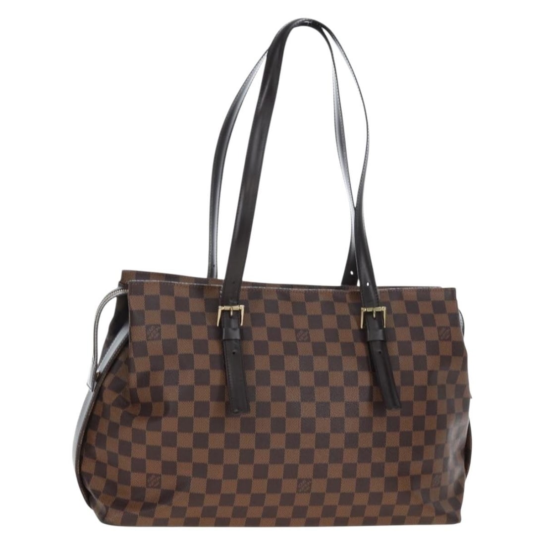 Louis Vuitton Chelsea Tote N51119 Damier Ebene Canvas Handbag: Louis Vuitton Chelsea Tote N51119 Damier Ebene Canvas Handbag Louis Vuitton Chelsea tote bag in Damier Ebene canvas with a spacious silhouette and classic check pattern. Made in France, this women's t