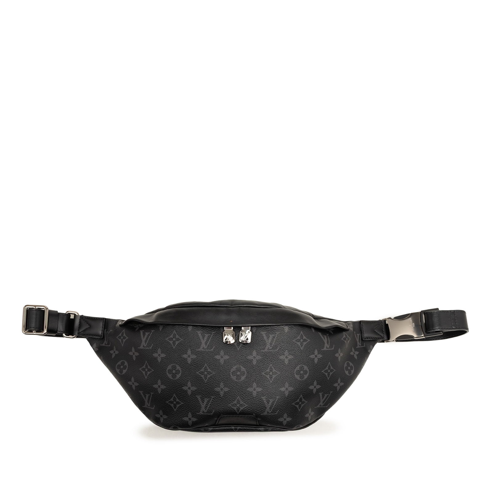 Louis Vuitton Discovery PM Monogram Eclipse belt bag: Louis Vuitton Discovery PM Monogram Eclipse belt bag Louis Vuitton Discovery Bumbag PM in Monogram Eclipse canvas with leather trim. This belt bag features an adjustable waist strap, a front zip closu