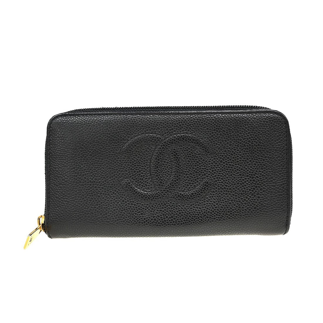 Chanel Portefeuille Long CC Logo Black Leather Wallet: Chanel Portefeuille Long CC Logo Black Leather Wallet Chanel Portefeuille long wallet featuring the CC logo in black calfskin leather. Made in Italy, this piece is in good condition with light scratch