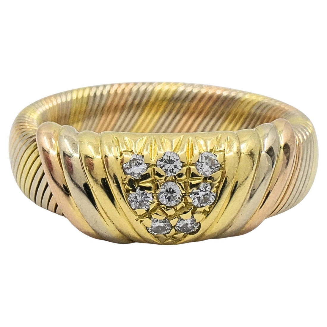 Cartier diamond band ring in 18k tri color gold (1 of 11)