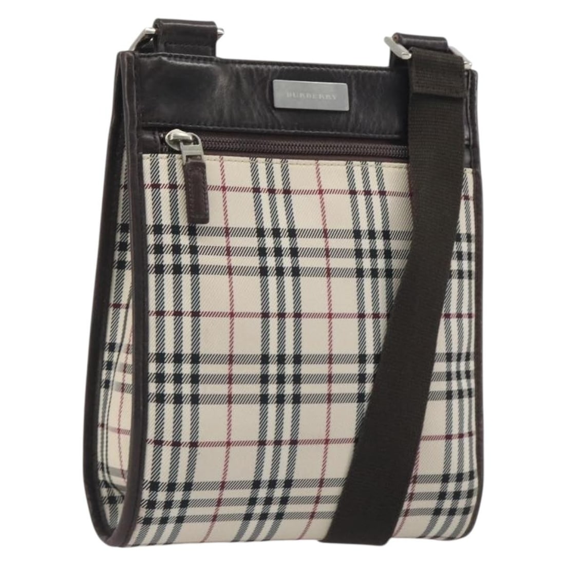 Burberry Nova Check Canvas Shoulder Bag Beige Silver: Burberry Nova Check Canvas Shoulder Bag Beige Silver Burberry Nova Check shoulder bag in beige and silver canvas with an adjustable shoulder strap. Made in Italy, this women's bag shows heavy use with