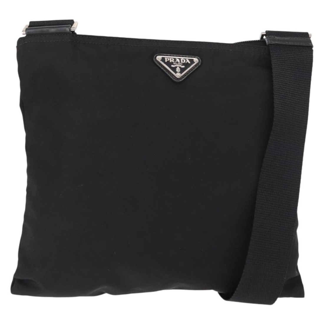 PRADA Black Silver Nylon Shoulder Bag Authentic 153649: PRADA Black Silver Nylon Shoulder Bag Authentic 153649 Elevate your style with this authentic PRADA Shoulder Bag crafted from durable nylon in a sleek black and silver colorway. Designed for versatili