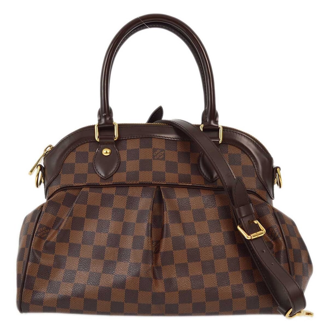 Louis Vuitton Trevi PM Damier Canvas 2way Handbag Shoulder Bag N51997: Louis Vuitton Trevi PM Damier Canvas 2way Handbag Shoulder Bag N51997 Louis Vuitton Damier Trevi PM 2way shoulder handbag made in France, featuring Damier canvas with leather accents and a zip closure