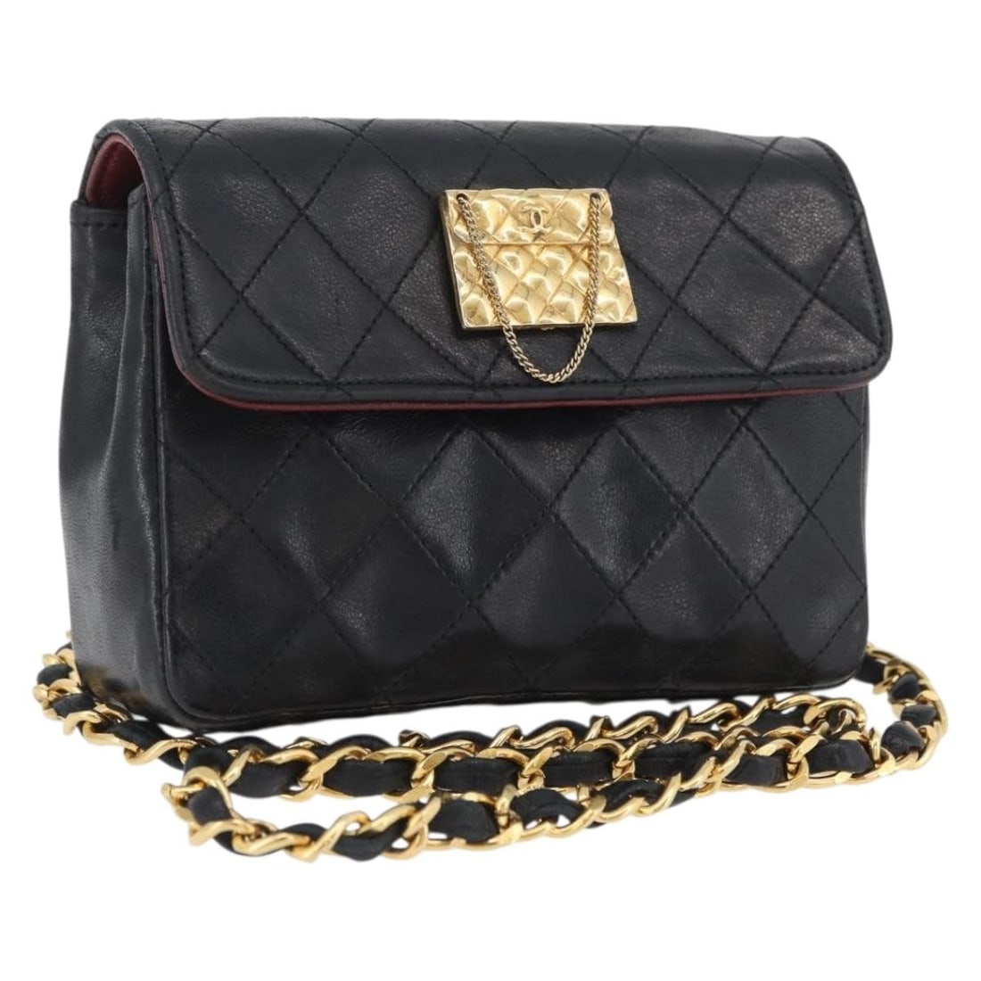 CHANEL CC Matelasse Lambskin Shoulder Bag Black Gold: CHANEL CC Matelasse Lambskin Shoulder Bag Black Gold Chanel Matelasse chain shoulder bag in black lamb skin with gold-tone accents. Made in France, this women's shoulder bag includes a dust bag. Condi