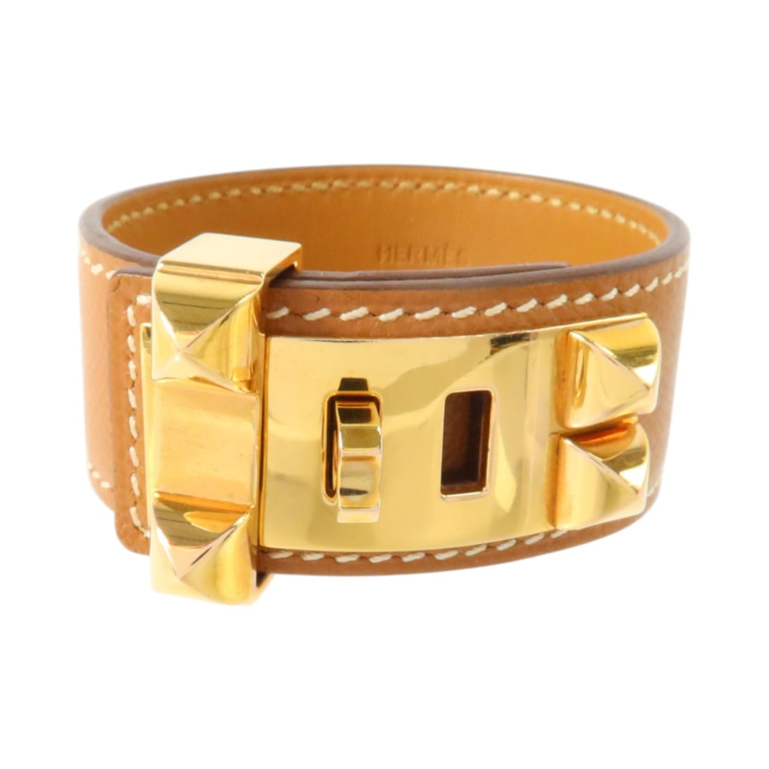 Hermes Collier De Chien 24 Epsom calfskin bracelet gold brown (1 of 13)