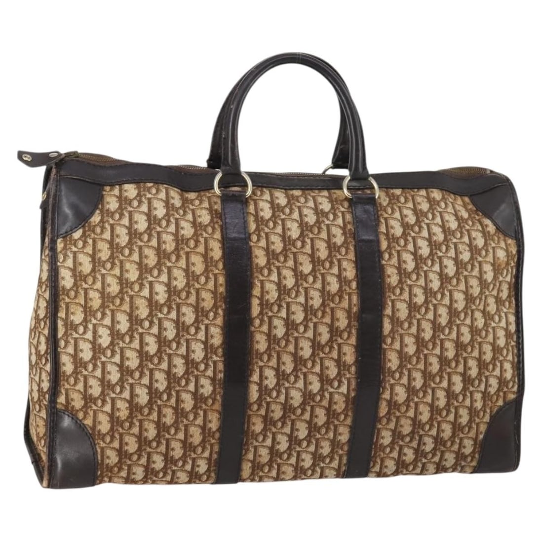 Brown Trotter Canvas Boston Bag Christian Dior France: Brown Trotter Canvas Boston Bag Christian Dior France Christian Dior Boston bag in brown Trotter Canvas, made in France. This women's bag measures approximately 50 cm wide, 28 cm high, and 15 cm deep,