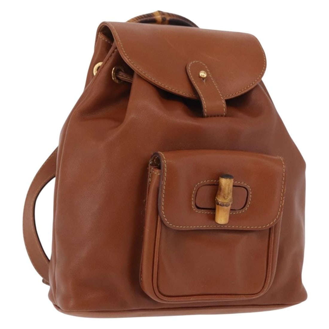 Gucci 003 2058 0030 Brown Leather Bamboo Backpack: Gucci 003 2058 0030 Brown Leather Bamboo Backpack Gucci bamboo backpack in brown leather with gold-tone accents. This women's backpack is made in Italy and features the 003 2058 0030 product line. Con