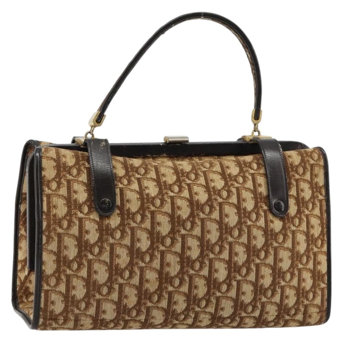 Christian Dior beige gold Trotter canvas handbag: Christian Dior beige gold Trotter canvas handbag Christian Dior handbag in beige and gold Trotter canvas, made in France. This women's bag has a structured silhouette with a top handle and is offered 