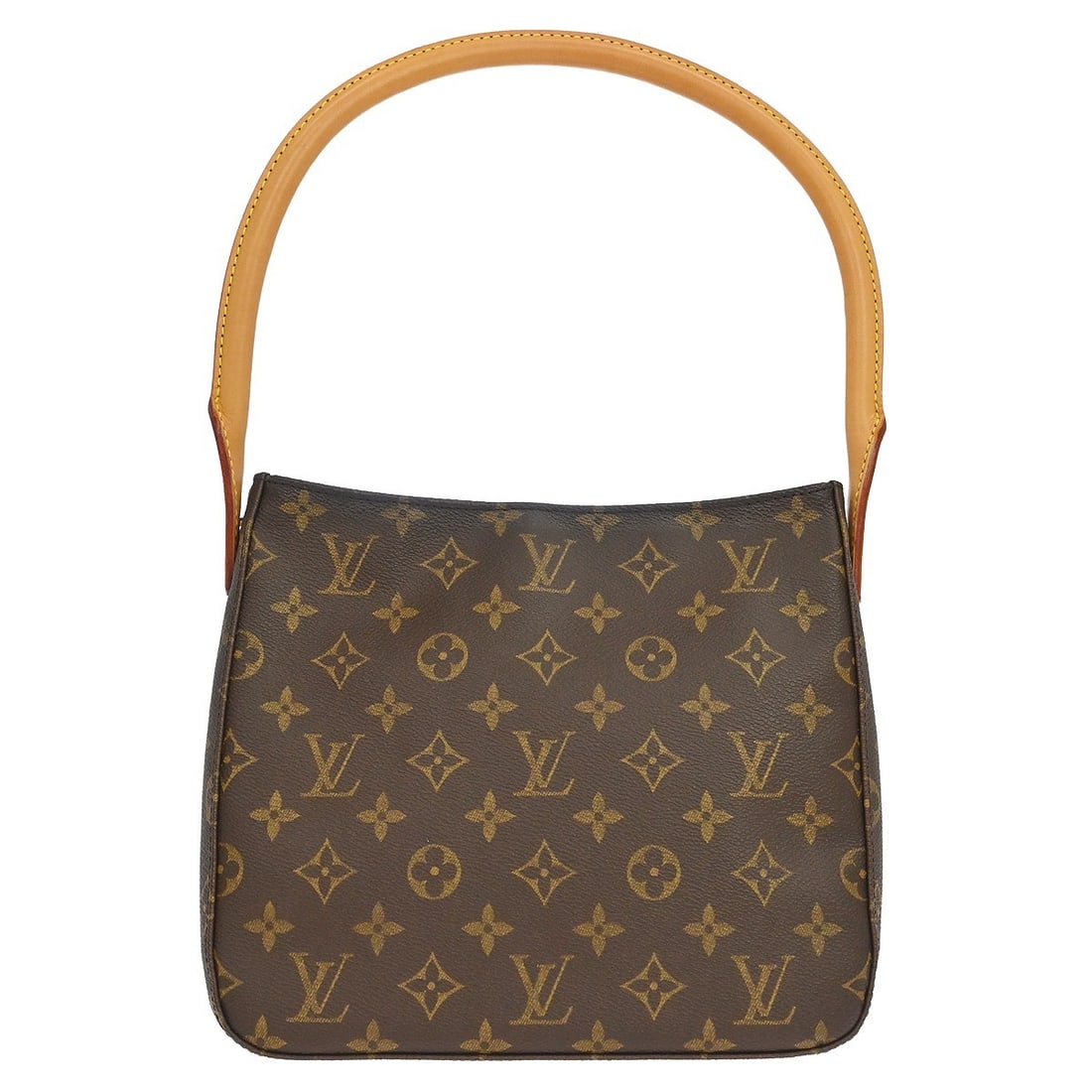 Louis Vuitton Looping MM Monogram Canvas Shoulder Bag M51146: Louis Vuitton Looping MM Monogram Canvas Shoulder Bag M51146 Vintage Louis Vuitton Looping MM shoulder handbag in brown monogram canvas with leather trim and a beige Alcantara lining. This medium hand